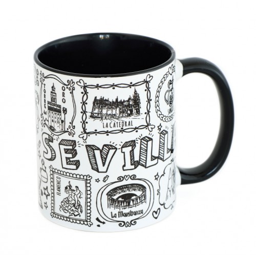 MUG SEVILLA TIZA NEGRO