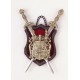 WOODEN SHIELD (14X19 CM) BRASS
