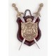 WOODEN SHIELD (BOARD 14X19 CM) BRASS
