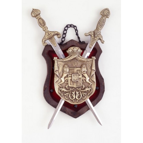 WOODEN SHIELD (BOARD 14X19 CM) BRASS