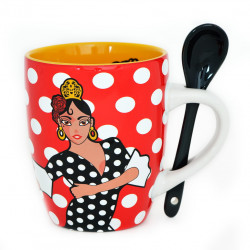 MUG C/CUCHARA FLAMENCO RJ/BL