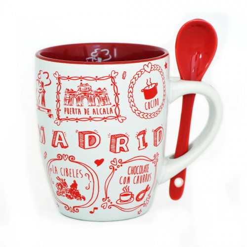 MUG C/CUCHARA MADRID TIZA RJ