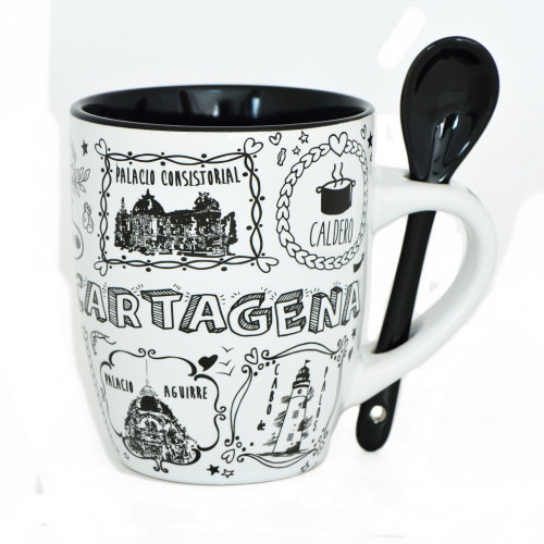 MUG C/CUCHARA CARTAGENA TIZA NG.