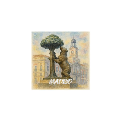 IMAN CER. CUA. MADRID OSO Y MADROÑO ACUARELA