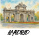 IMAN CER. CUADRADO MADRID PUERTA DE ALCALA ACUARELA