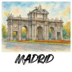 IMAN CER. CUADRADO MADRID PUERTA DE ALCALA ACUARELA