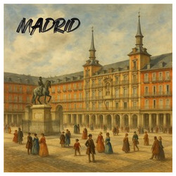 IMAN CER. CUADRADO MADRID PLAZA MAYOR ACUARELA
